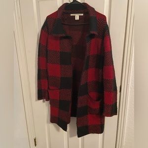 Max Studio Red And Black Checkered Sweater